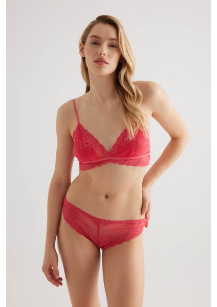 Kadın Dantelli Çıkarılabilir Pedli Balensiz Sütyen