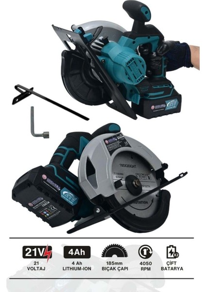 Profesyonel Lazerli Sunta Kesme Daire Testere Makinesi 21V 4.0AH fiyatları