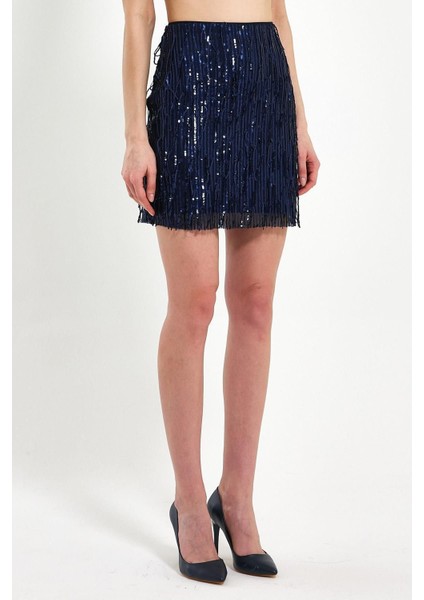 Pul Payet Işlemeli Mini Etek modelleri