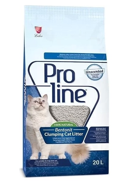 Proline Kokusuz Ince Taneli Topaklanan Bentonit Kedi Kumu 20 Lt