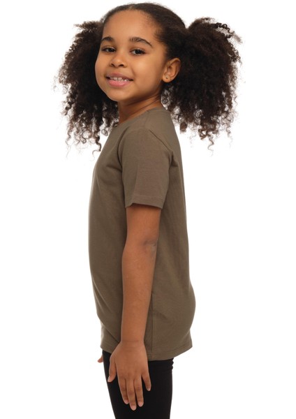 Kamuflaj Yeşil Basic Unisex Çocuk Sıfır Yaka Kısa Kollu Tişört