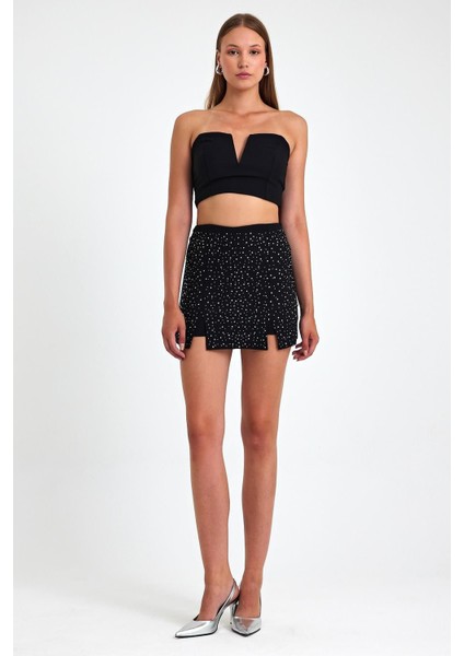 Çift Yırtmaç Finike Kumaş Şort Etek indirimleri