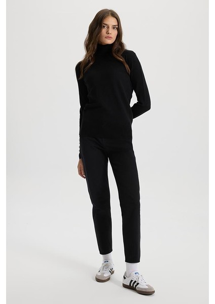 Kadın Norah Siyah Beli Lastikli Gabardin Pantolon - 11802G-028