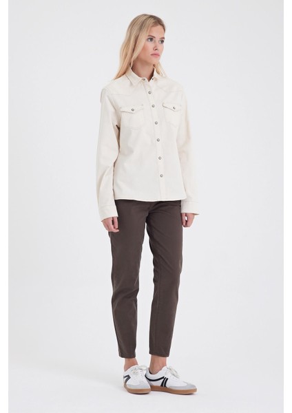 Kadın Norah Ağaç Kabuğu Beli Lastikli Gabardin Pantolon fiyatları