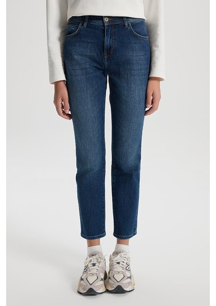 Kadın Petra Dirty Dark Blue Boyfriend Jean Pantolon - 10753DDB-274 fiyatları