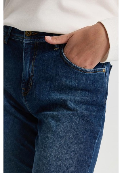 Kadın Petra Dirty Dark Blue Boyfriend Jean Pantolon - 10753DDB-274 modelleri