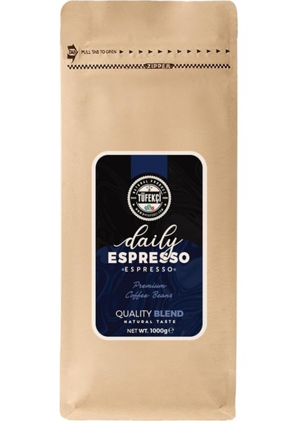 Espresso Daily Çekirdek Kahve – 1000G, 18/19 Elek, Yüksek Kalite, Orta Kavrulmuş, Taze ve Aromatik