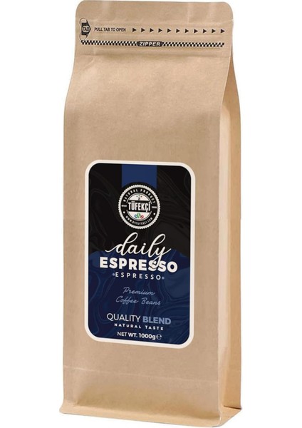 Espresso Daily Çekirdek Kahve – 1000G, 18/19 Elek, Yüksek Kalite, Orta Kavrulmuş, Taze ve Aromatik
