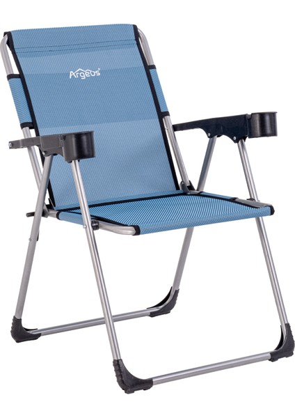 Katlanabilir Piknik ve Kamp Sandalyesi - Bardaklıklı - Rock - Okyanus (A-25-R1)- 140KG Taşıma