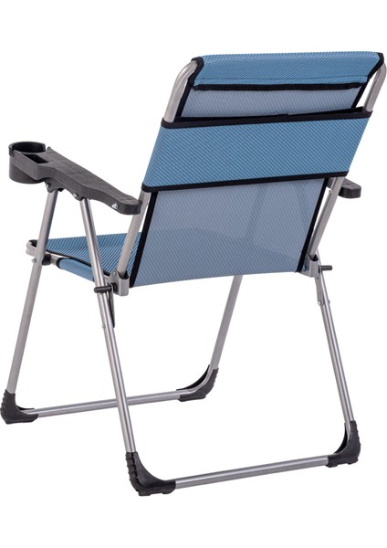 Katlanabilir Piknik ve Kamp Sandalyesi - Bardaklıklı - Rock - Okyanus (A-25-R1)- 140KG Taşıma