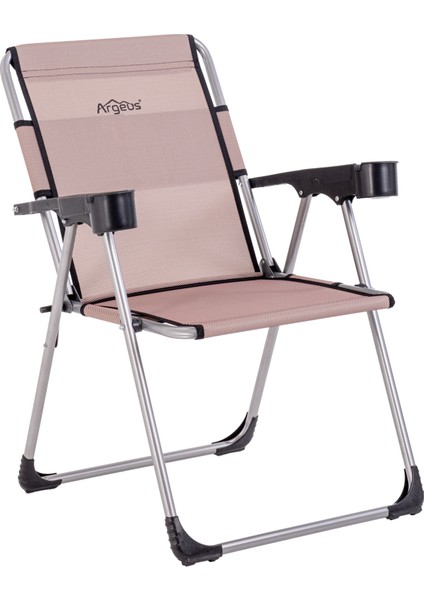 Katlanabilir Piknik ve Kamp Sandalyesi - Bardaklıklı - Rock - Kiremit (A-28-R6)- 140KG Taşıma