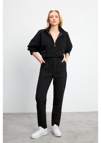 Kadın Norah Siyah Beli Lastikli Smart Gabardin Pantolon