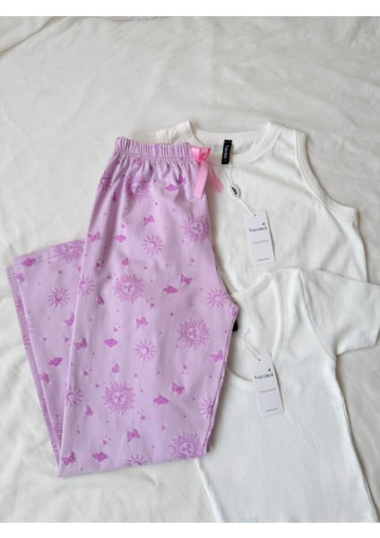 Güneş Desen 3'lü Pijama Hediye Set Kadın Pembe
