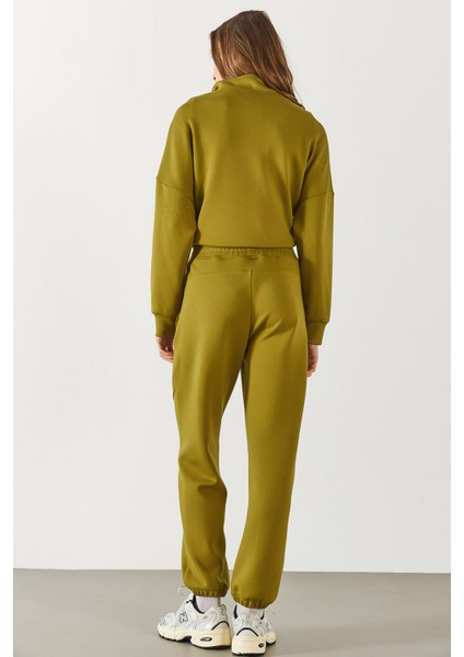 Julia Parçalı Yumuşak Dokulu Jogging Pantolon(Cupro) - Olıve fırsatları