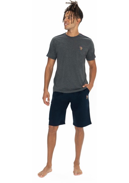 Erkek Antrasit Melanj Şort Takım