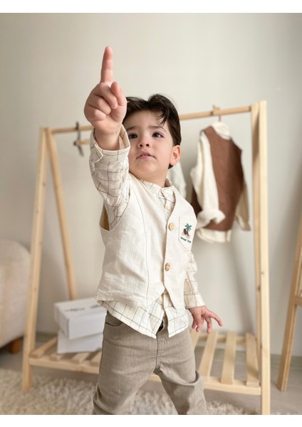 Gılberto 3'lü Erkek Bebek Takım Bej modelleri