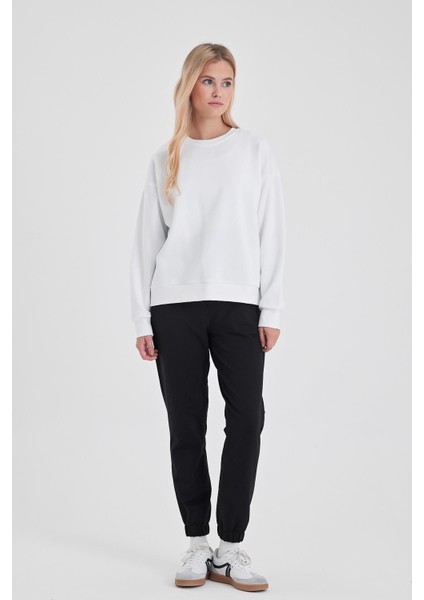 Kadın Rhona Beyaz Bisiklet Yaka Regular Fit 3 Iplik Sweatshirt modelleri
