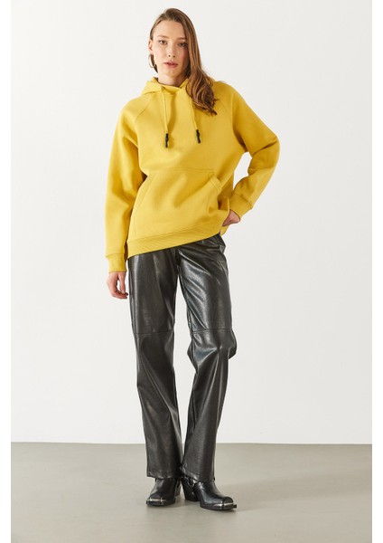 Maria Kapüşonlu Şardonlu Loose Fit Sweatshirt - Limon Küfü