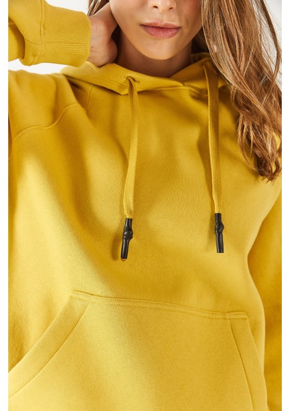 Maria Kapüşonlu Şardonlu Loose Fit Sweatshirt - Limon Küfü modelleri