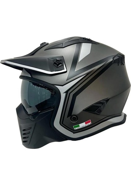 - Fs-X2 Tokyo Fullface Kask - Titanyum Beyaz Siyah - Large Beden