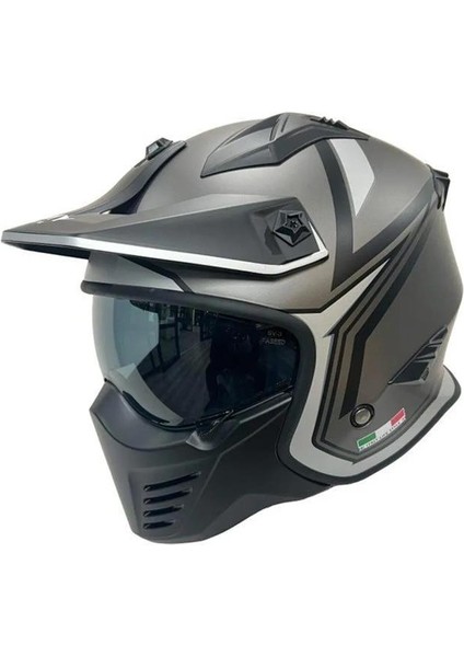 - Fs-X2 Tokyo Fullface Kask - Titanyum Beyaz Siyah - Large Beden