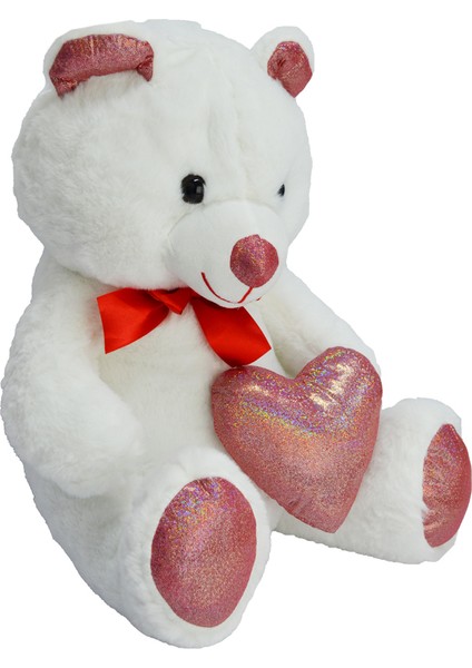 Parlak Kumaş Kalp Tutan Ayı Peluş 40 cm 62501