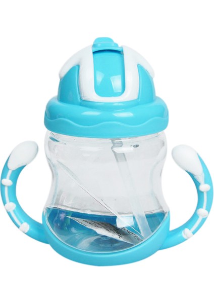 320 ml Biberon Çocuk Fincan Silikon Çocuk Eğitim Bardak Sevimli Bebek Su Saman Kolu Biberon (Mavi) (Yurt Dışından)