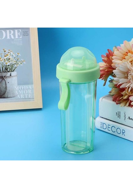 Ichiias 600 ml Açık Hava Seyahat Sporları Için Iki Adet Çift Kullanımlı Pipetli Taşınabilir Bardak (Yurt Dışından)