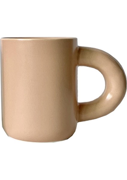 Iskandinav Seramik Kupa Büyük Saplı Kahve Kupa El Tutam El Sırlı Su Çay Bardak Süt Kupası Ev Ofis Su Bardağı - Pembe (Yurt Dışından)