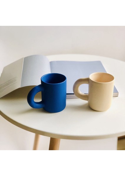 Iskandinav Seramik Kupa Büyük Saplı Kahve Kupa El Tutam El Sırlı Su Çay Bardak Süt Kupası Ev Ofis Su Bardağı - Pembe (Yurt Dışından) fiyatları