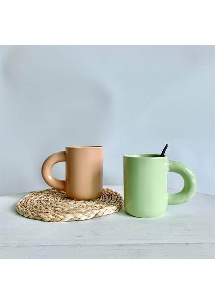 Iskandinav Seramik Kupa Büyük Saplı Kahve Kupa El Tutam El Sırlı Su Çay Bardak Süt Kupası Ev Ofis Su Bardağı - Pembe (Yurt Dışından) modelleri