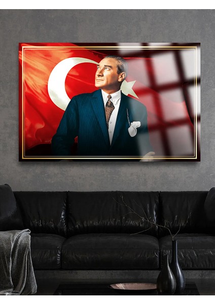 Yazısız Görkemli Atatürk Cam Tablo Kırılmaz Lüks Cam Tablo Ev, Iş Yeri, Ofis Hediyesi
