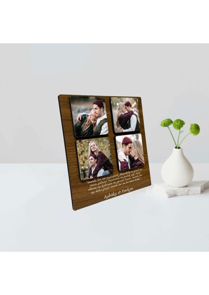 Kişiye Özel 6 mm MDF Fotoğraf Çerçevesi - 4 Bölmeli Sevgiliye Özel Fotoğraf Çerçevesi