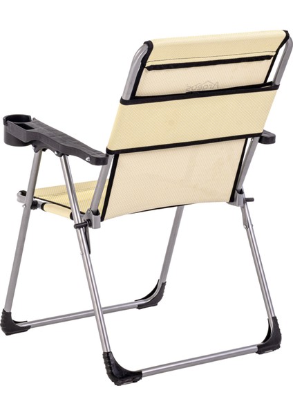 Katlanabilir Piknik ve Kamp Sandalyesi - Bardaklıklı - Rock - Buğday (A-24-R16)- 140KG Taşıma