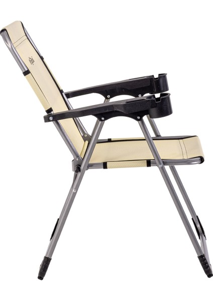 Katlanabilir Piknik ve Kamp Sandalyesi - Bardaklıklı - Rock - Buğday (A-24-R16)- 140KG Taşıma