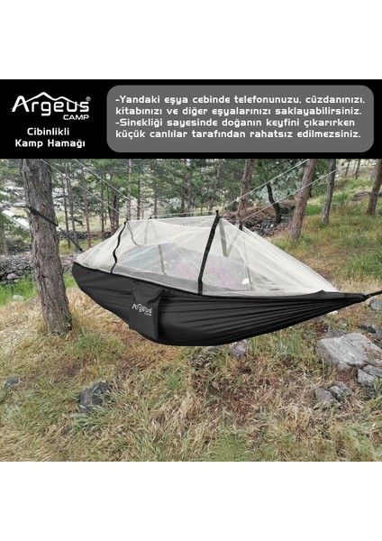 Argeus Cibinlikli Kamp Hamağı Siyah