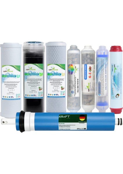 Naturalsnet 8 Li Germany Kraft Membranlı 80 Gpd Su Arıtma Filtre Seti