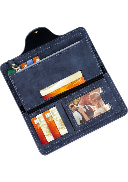 Uzun Erkek Cüzdan Clutch Manyetik Toka Çoklu Kart Yuvası Taşınabilir Para Cüzdanı (Yurt Dışından)
