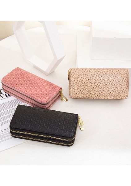 Uzun Cüzdan Kadın Çift Fermuarlı Clutch Bilek Kayışı Büyük Kapasiteli Cep Telefonu Çantası (Yurt Dışından) fırsatları