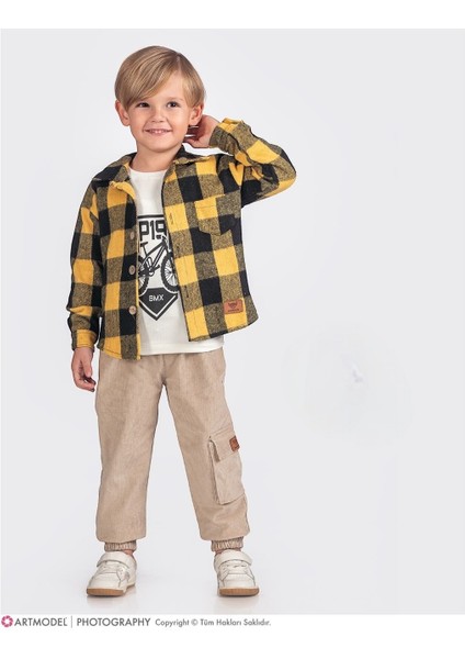 Bayramlık Erkek Çocuk Kombin - Keten Pantolon, Tişört, Ekose Gömlek I Şık ve Rahat Erkek Çocuk Takım
