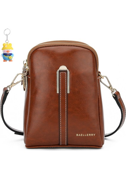Cep Telefonu Çantası Kadın Mini Dikey Çift Fermuarlı Tek Omuz Crossbody Çanta Para Cüzdanı (Yurt Dışından)