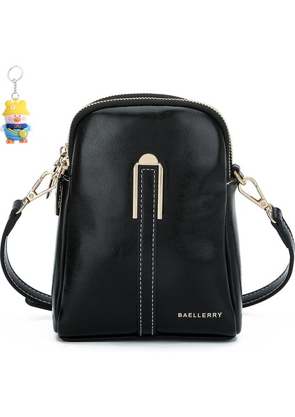 Cep Telefonu Çantası Kadın Mini Dikey Çift Fermuarlı Tek Omuz Crossbody Çanta Para Cüzdanı (Yurt Dışından)