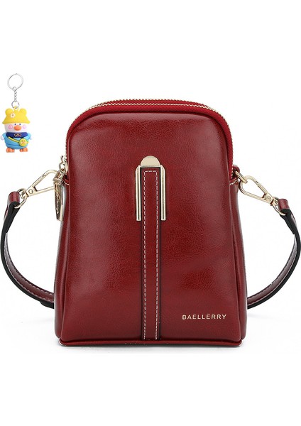 Cep Telefonu Çantası Kadın Mini Dikey Çift Fermuarlı Tek Omuz Crossbody Çanta Para Cüzdanı (Yurt Dışından)