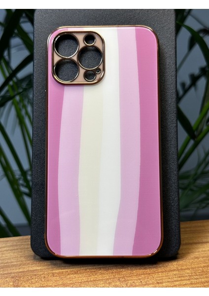 iPhone 13 Pro Max Özel Renkli Tasarım Cam Arka Kapak Kamera Çerçeve Koruyuculu Silikon Yapı Gennluna Kılıf