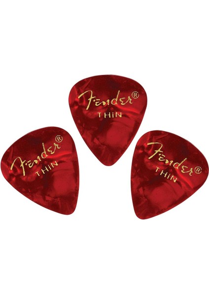 Fender Gitar Penası 3 Adet Premium Celluloid 351 Shape Thin Red Moto