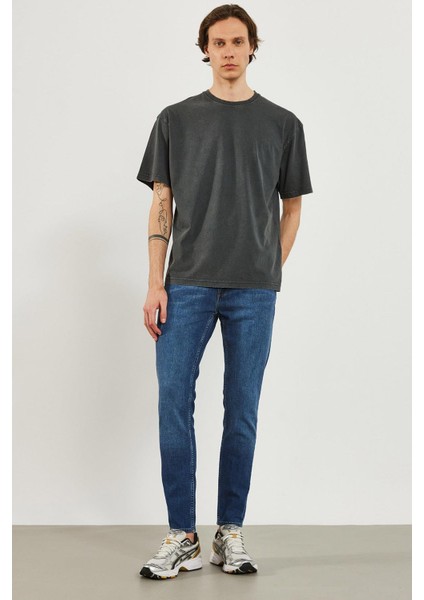 Erkek Teos Dirty Dark Blue Skinny Jean Pantolon