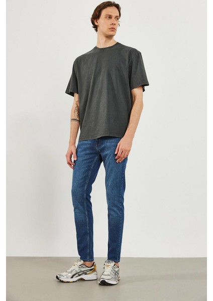 Erkek Teos Dirty Dark Blue Skinny Jean Pantolon modelleri