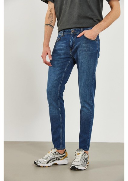 Erkek Teos Dirty Dark Blue Skinny Jean Pantolon fırsatları