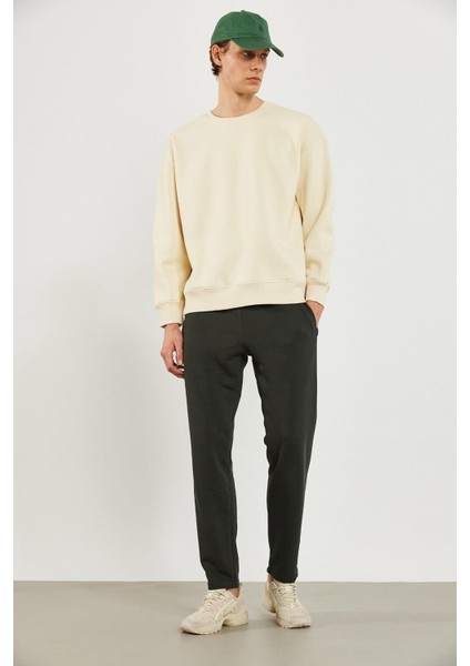 Erkek Clark Kemik Sıfır Yaka Oversize Sweatshirt fırsatları