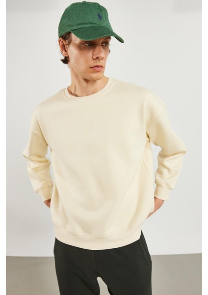 Erkek Clark Kemik Sıfır Yaka Oversize Sweatshirt indirimleri